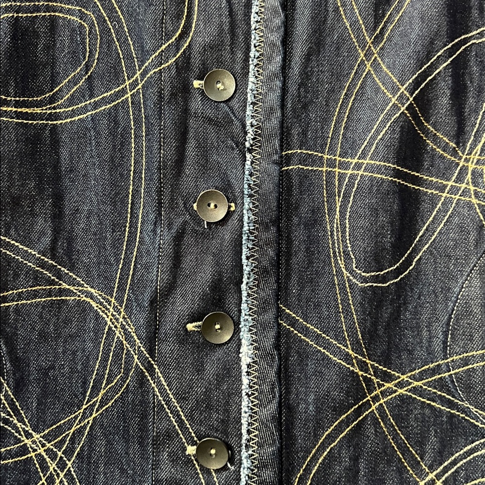 Cynthia Ashby Long Dark Blue Denim Vest, Women’s Size M (12-14) - Picture 10 of 12
